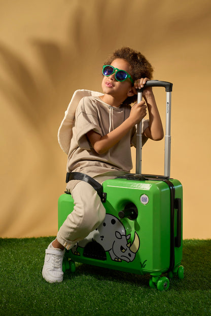 Rocko kids suitcase adjustable handle detail — multiple heights